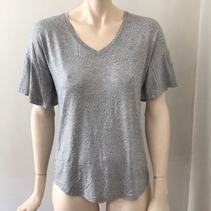 Jane and Delancey gray ruffle sleeve top